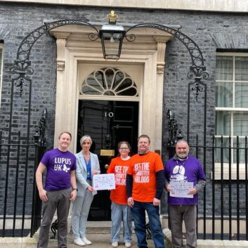 Members of the Forgotten 500K campaign and charities delivering a letter to Number 10 Downing Street