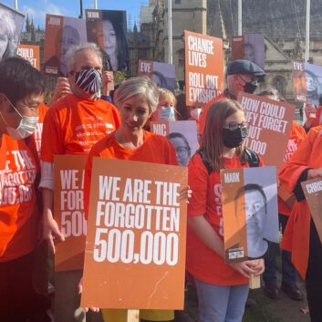 Many people in Parliament Square at the Forgotten 500K Vigil