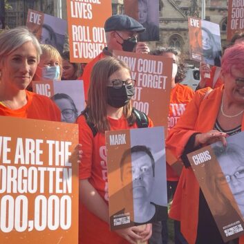 Many people in Parliament Square at the Forgotten 500K Vigil